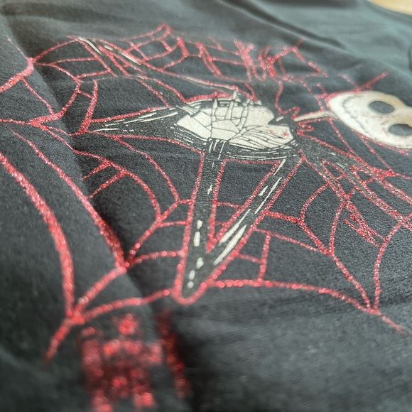 Vintage Tim Burton’s Nightmare Before Christmas Jack Skellington Glitter Web Tee - Picture 6 of 7